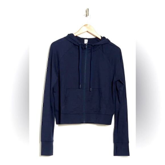 NWT 90 DEGREE BY REFLEX Cropped Zip Up Hooded Jacket Size S - Picture 3 of 10